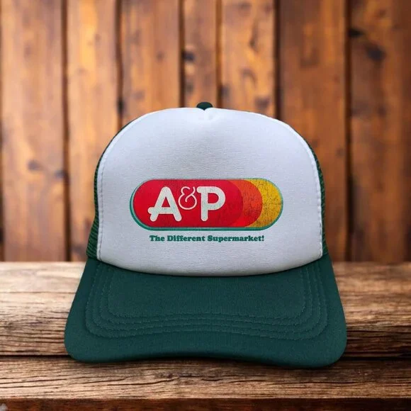 A&P Supermarket Unisex Trucker Hat Green Snapback Defunct Retro Logo Ball Cap - Picture 1 of 4